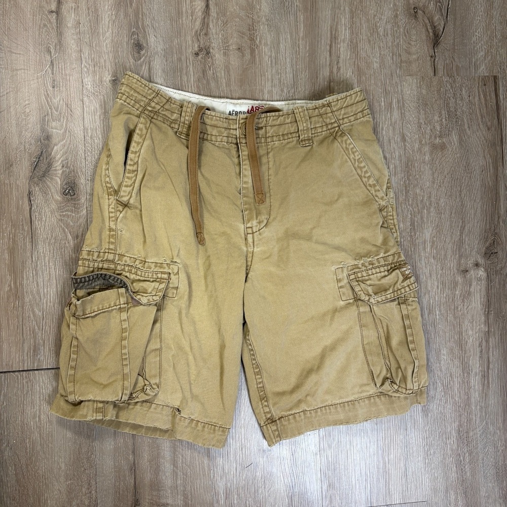 VTG Aeropostale Cargo Shorts 11" Mens 31 100% Cotton Brown Khaki Distressed